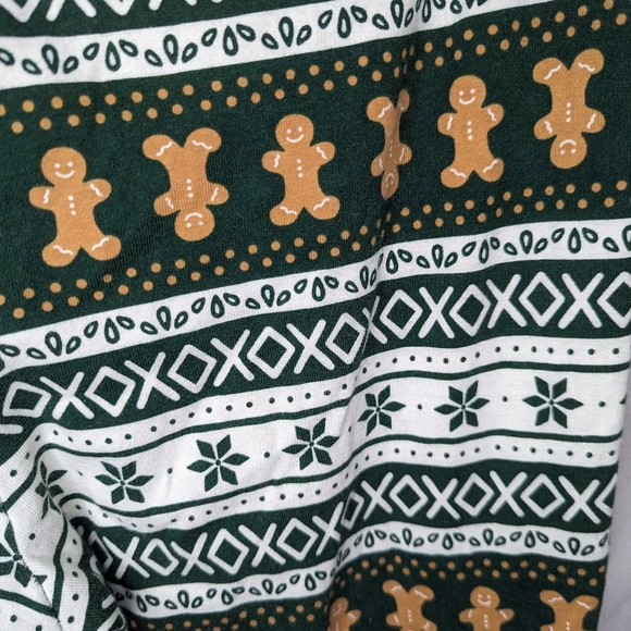 LC Lauren Conrad Gingerbread Jammies PJ set Pajama Set Fairisle Dark Green Sz XL - Picture 10 of 12